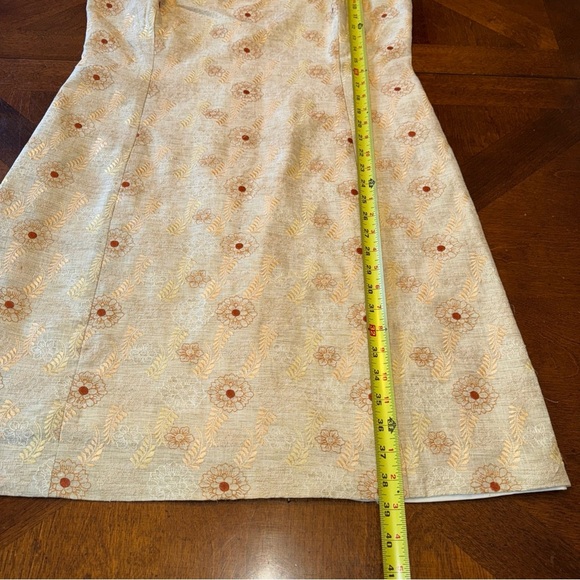 Austin Reed Womens Tan Sleeveless Embroidered Orange Flowers Dress 14 - Picture 11 of 11
